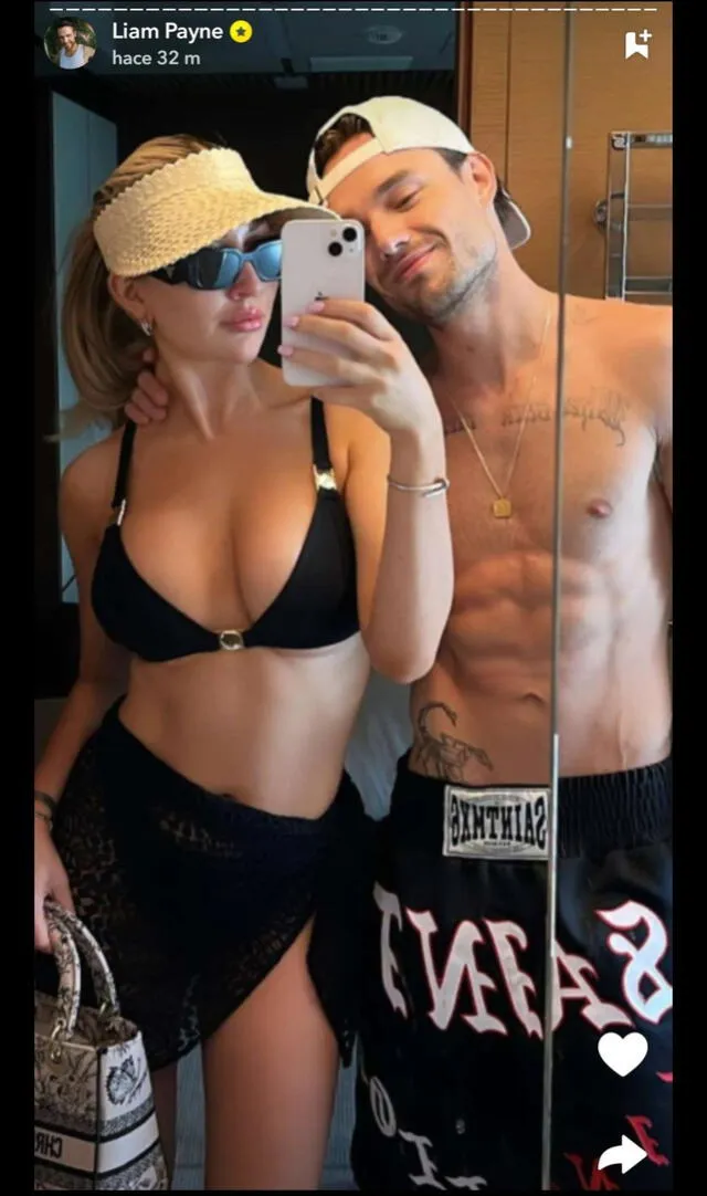  Liam Payne subió foto con su novia poco antes de morir. Foto: Liam Payne/Snpachat   