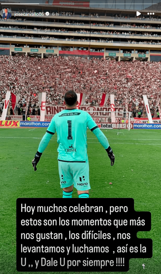 Mensaje de José Carvallo en sus redes sociales. Foto: Instagram Mensaje de José Carvallo en sus redes sociales. Foto: Instagram