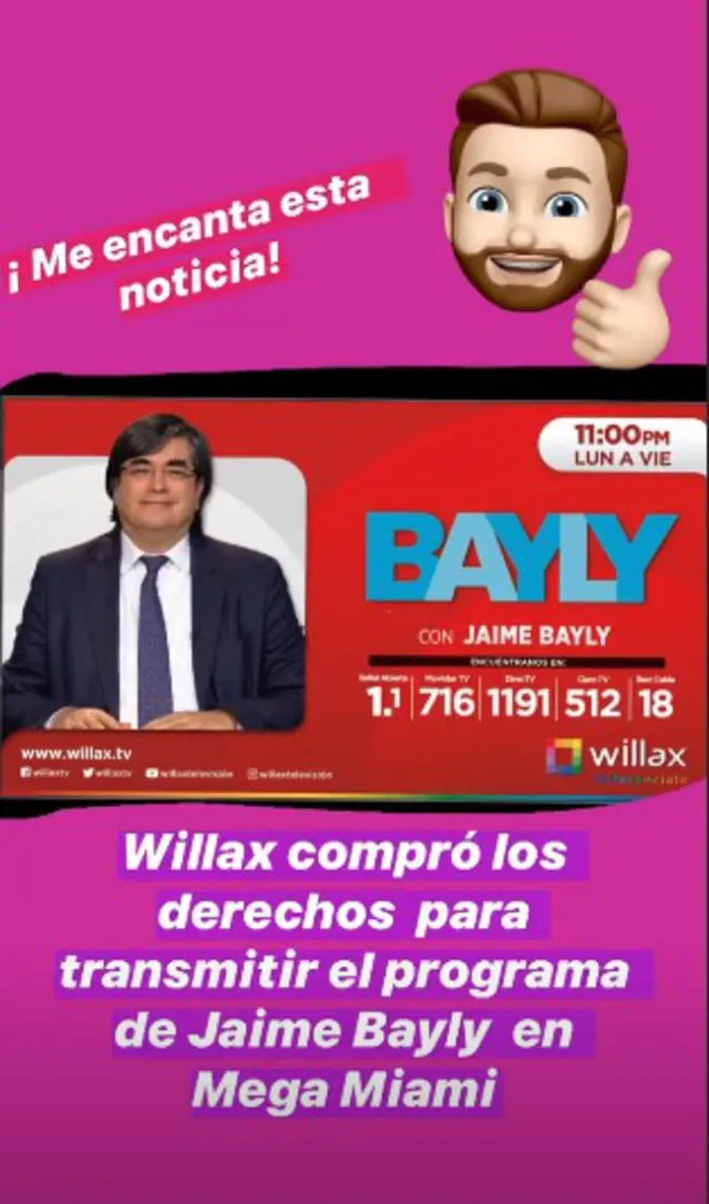 Jaime Bayly retorna a la televisión peruana. Foto: Instagram.