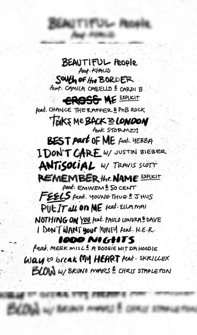 Lista del álbum de Ed Sheeran