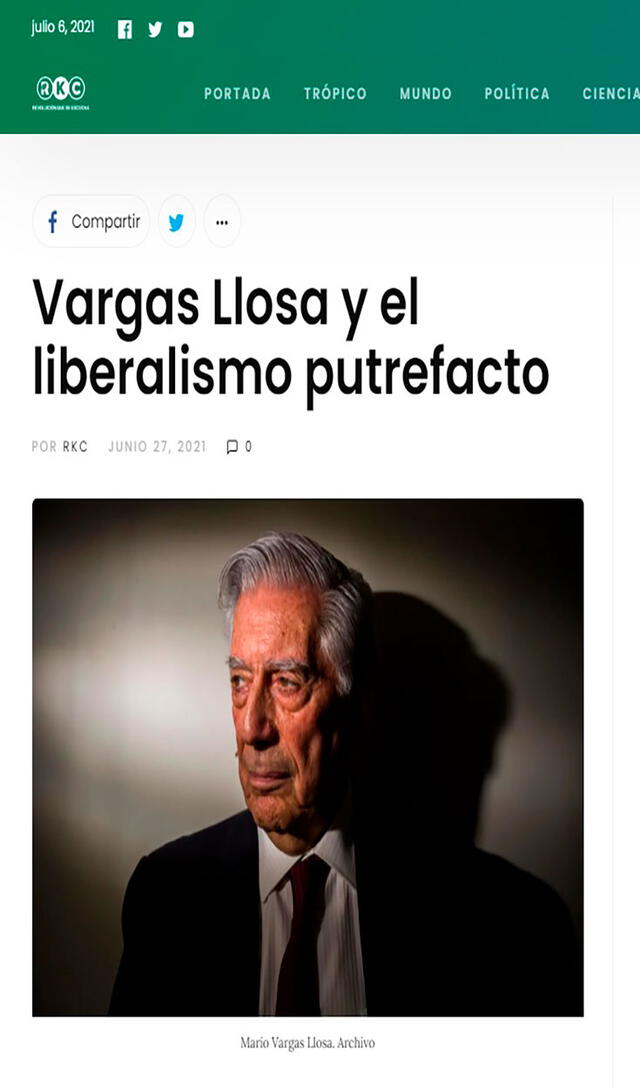 El exvicepresidente de Bolivia lanzó duras críticas a Vargas Llosa. Foto: captura de pantalla/Kawsachun Coca