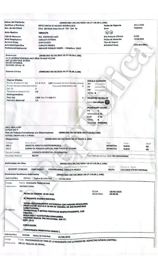 Resultado erróneo que diagnosticó a Aurora Ortíz de 70 años. Foto: La República.   