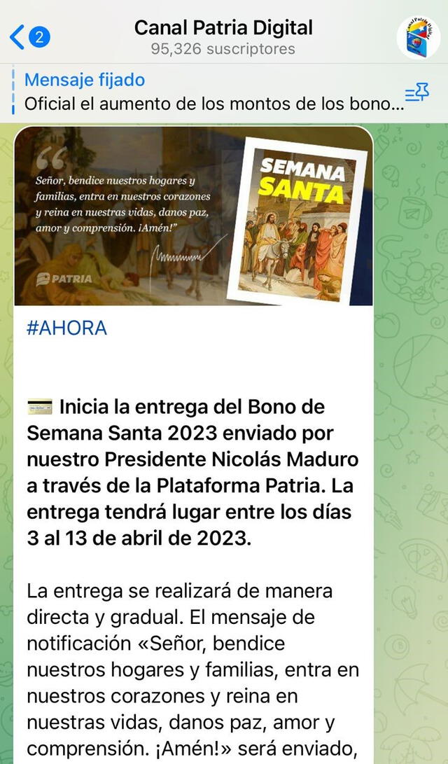 Bono Semana Santa 2023: inicia el pago del subsidio a través de la plataforma Patria | comienza el pago del Bono Semana Santa pago | último bono de Maduro | Sistema Patria