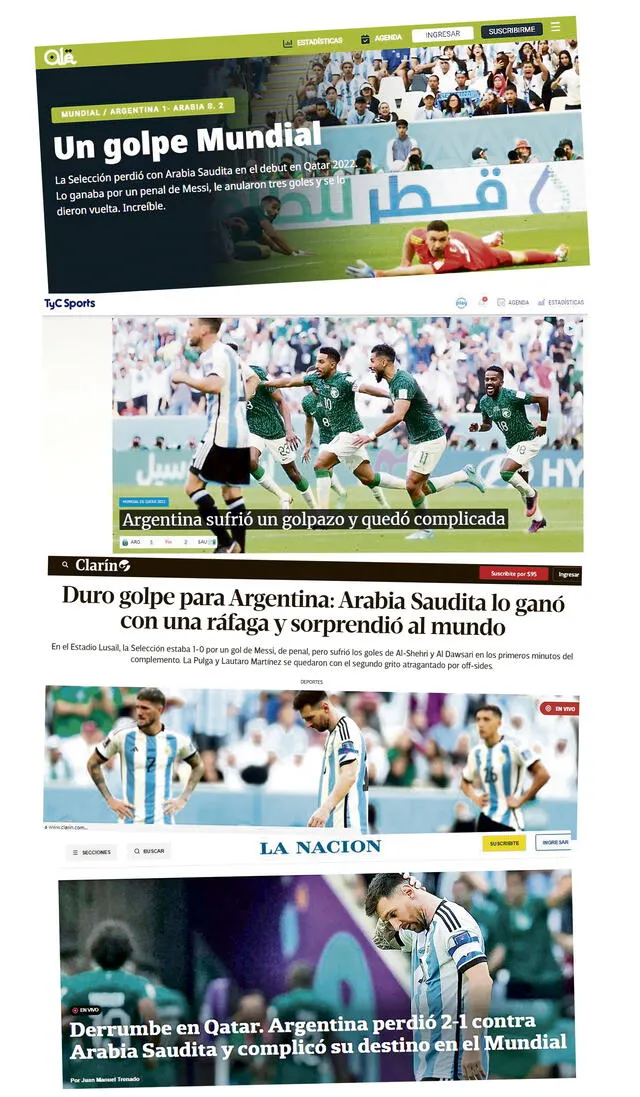 Impensado. La prensa argentina no tuvo piedad con sus críticas al equipo de Lionel Scaloni. Foto: composición LR