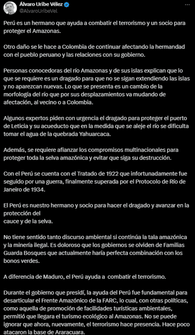 El exmandatario usó su cuenta de X para hacer su comunicado. El exmandatario usó su cuenta de X para hacer su comunicado.