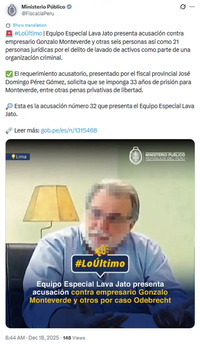 Comunicado de la Fiscalía sobre Gonzalo Monteverde Comunicado de la Fiscalía sobre Gonzalo Monteverde