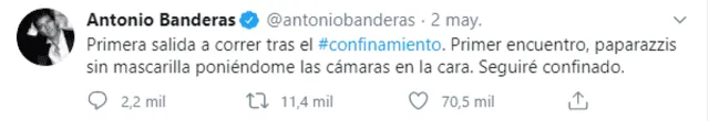 Antonio Banderas y su mensaje contando sobre el acoso que sufrió.