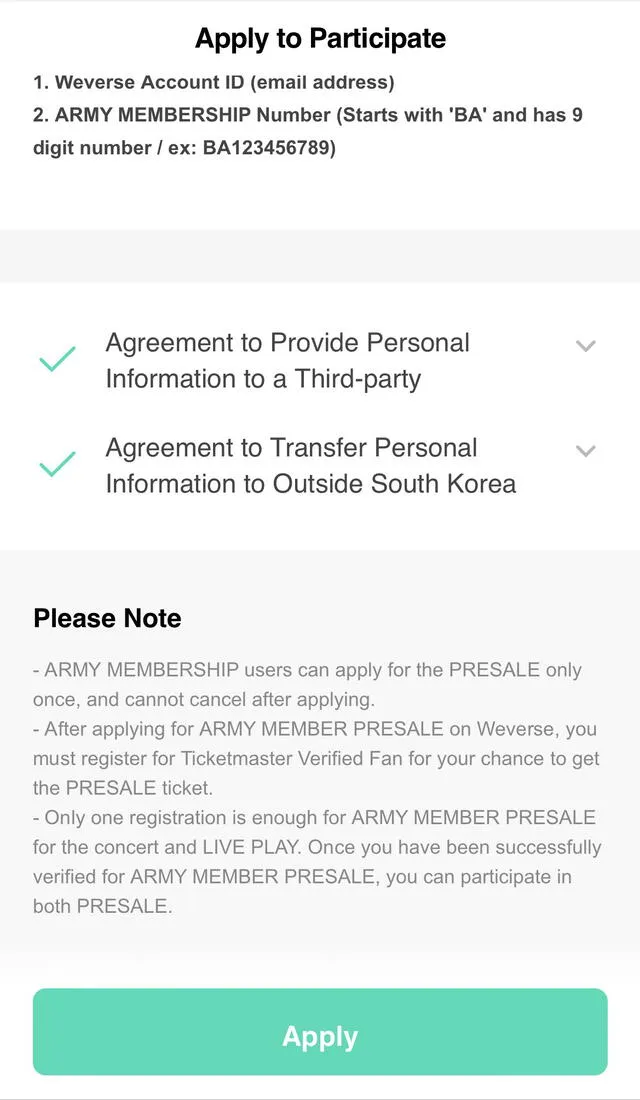 BTS, registro preventa PTD Las Vegas, Weverse ARMY