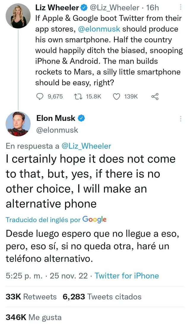 ¿Un teléfono propio? La idea de Elon Musk si Apple o Google vetan Twitter de sus tiendas de apps