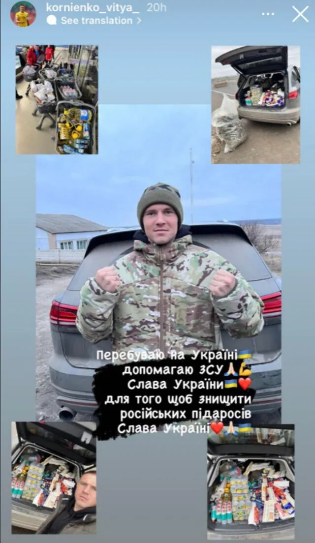 Viktor Kornienko llevó víveres al ejército ucraniano.