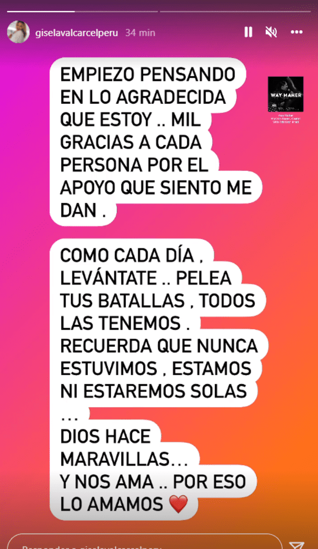 Gisela rompe su silencio tras denuncia de Jorge Pozo. Foto: captura/Instagram