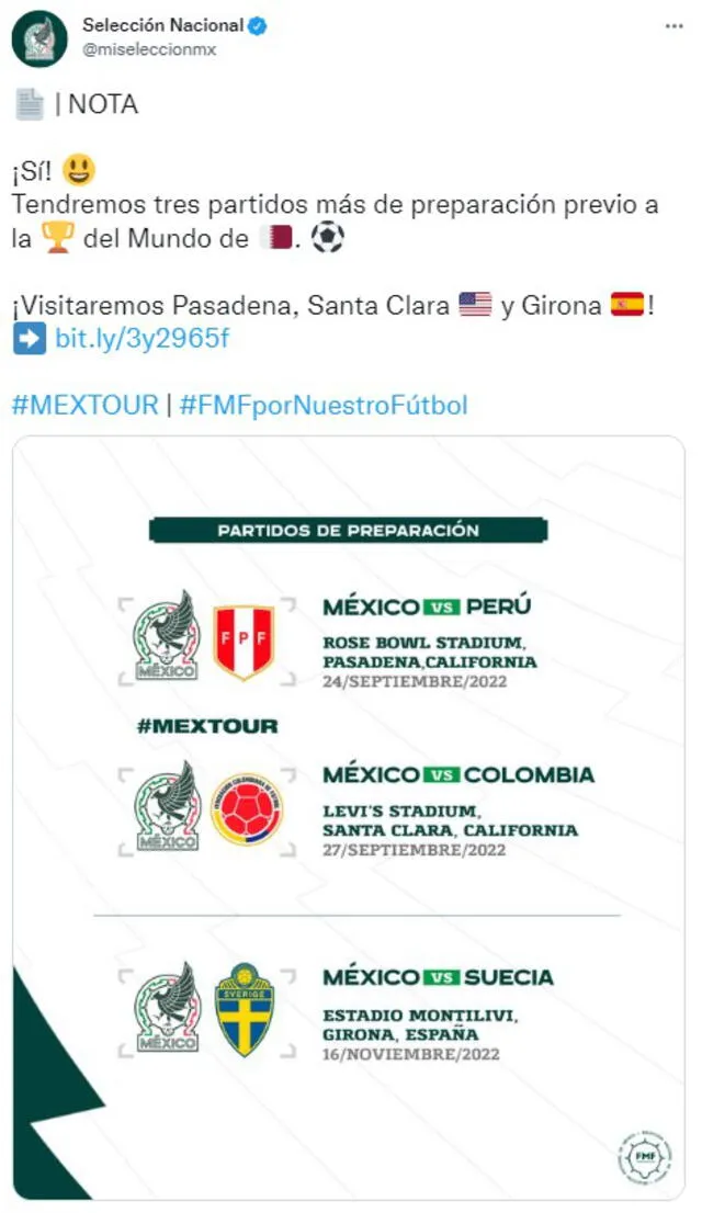 Publicación de la selección de México. Foto: @miseleccionmx/Twitter