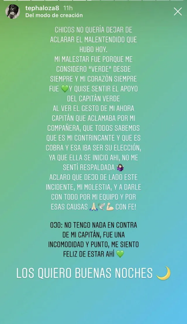 'Tepha Loza', a través de Instagram, dijo no tener nada en contra de 'Pancho' Rodríguez.