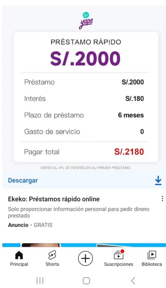  Anuncio de app de préstamos informal. Foto: captura de YouTube<br><br>    