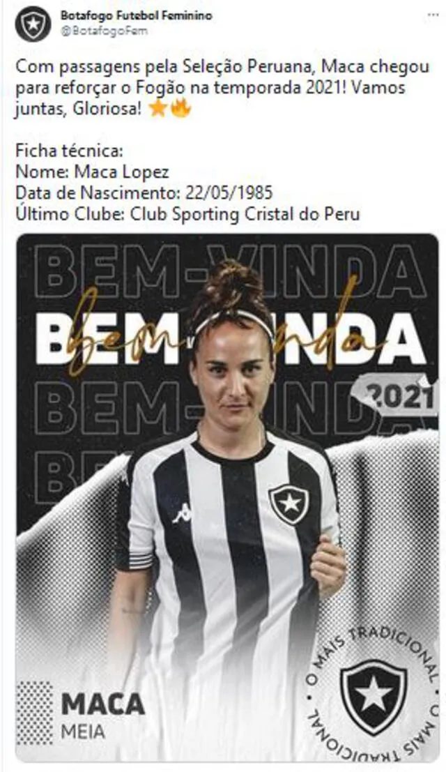 Maca López: futbolista peruana jugará en Botafogo