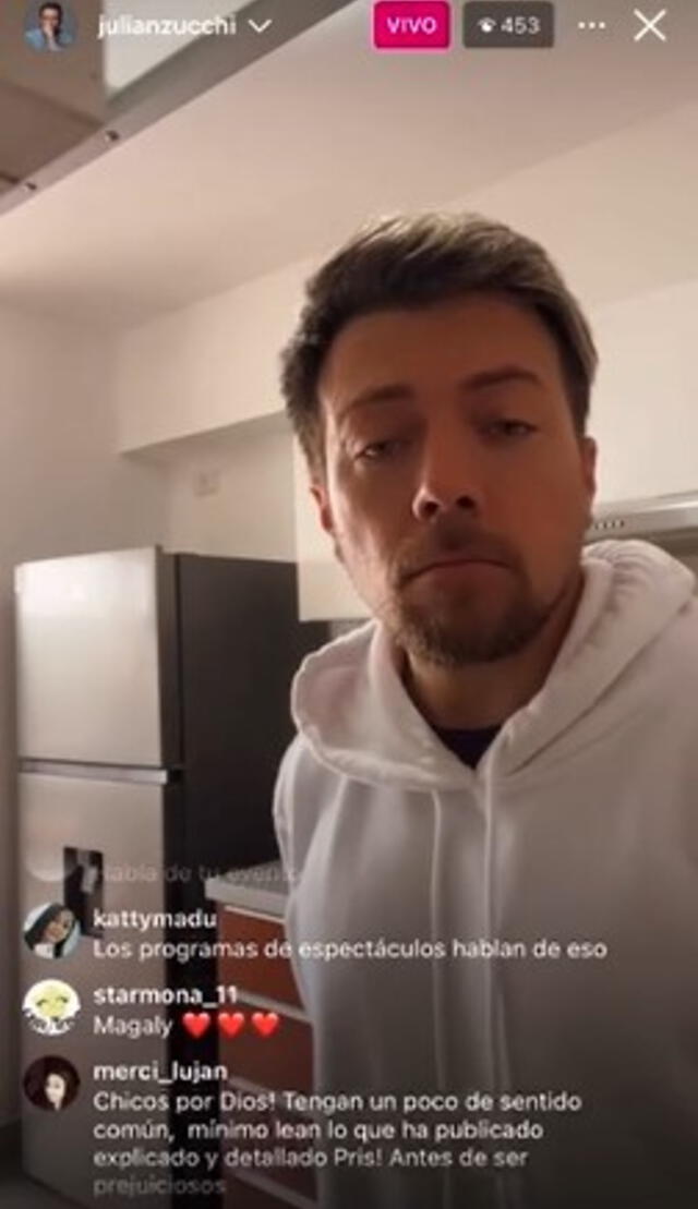  Julián Zucchi en su transmisión en Instagram   