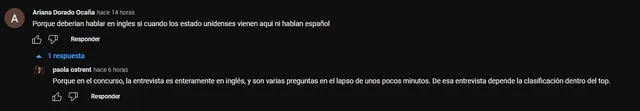 Usuarios mostraron su posición en YouTube. Foto: YouTube / Miss Perú.   