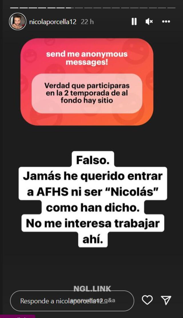 Nicola Porcella responde sobre "AFHS"