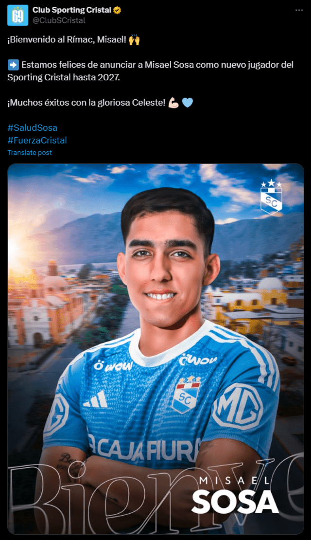  Misael Sosa es el primer fichaje de Sporting Cristal para la temporada 2025. Foto: captura    