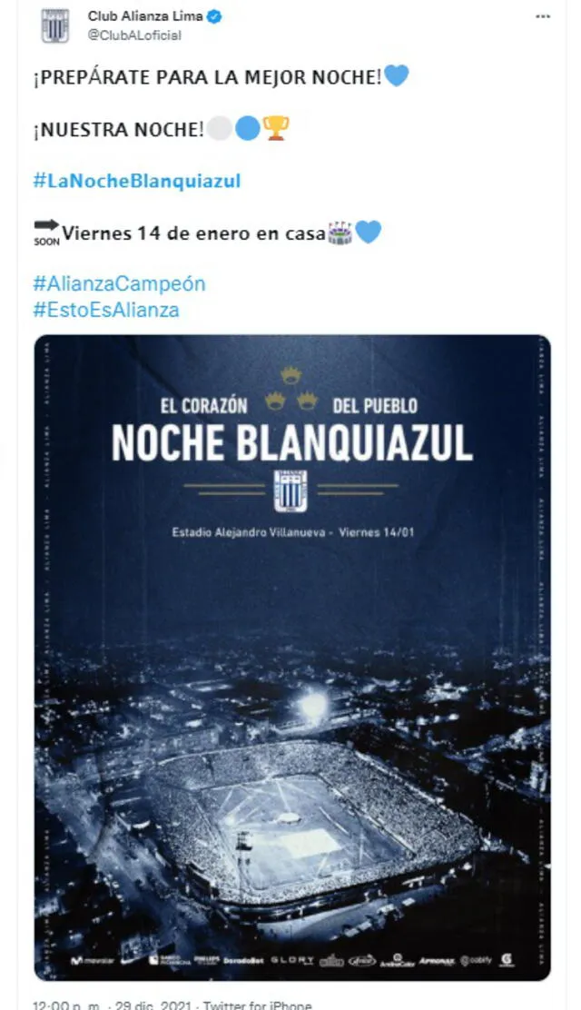 Los hinchas blanquiazules se reencontrarán con su equipo. Foto: Alianza Lima twitter