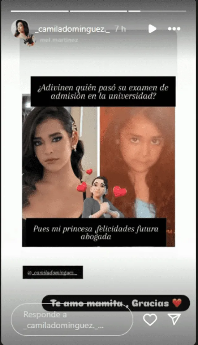 Publicación de Camila Domínguez. Foto: Instagram Publicación de Camila Domínguez. Foto: Instagram