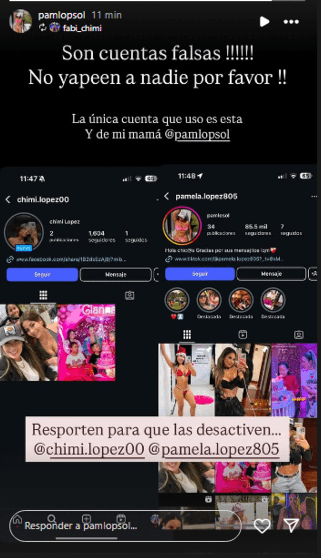 Hija de Pamela López expuso estafa en redes. Foto: Composición LR/Pamela López/Instagram   