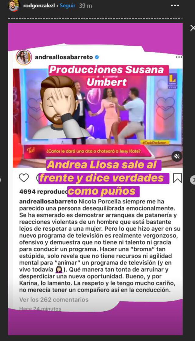Andrea Llosa en Instagram