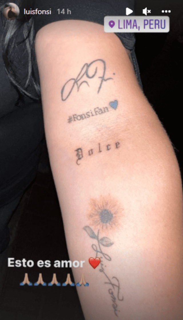 Tatuaje de fan peruana en honor a Luis Fonsi. Foto: Luis Fonsi/Instagram.