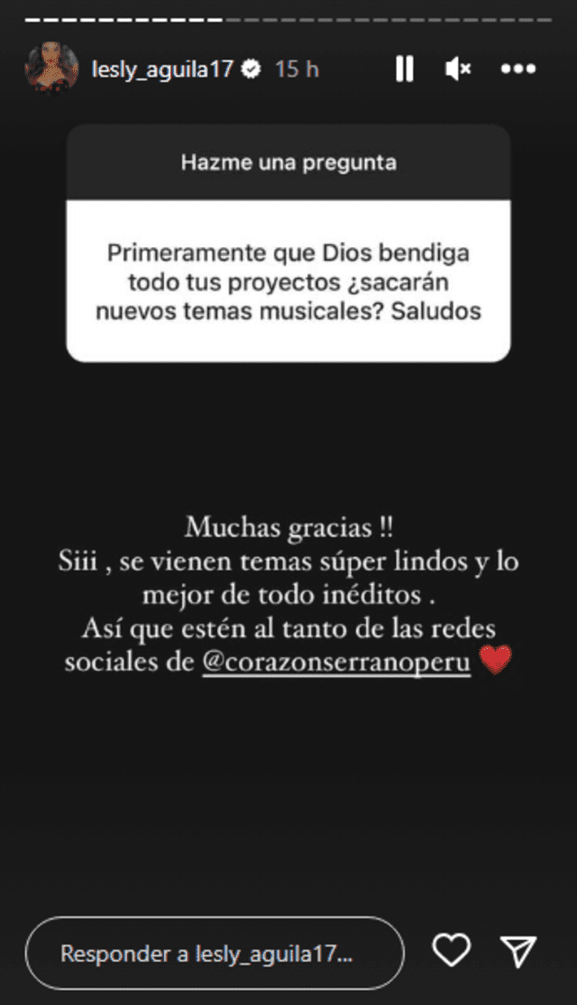  Corazón Serrano lanzará temas nuevos e inéditos. Foto: Instagram    