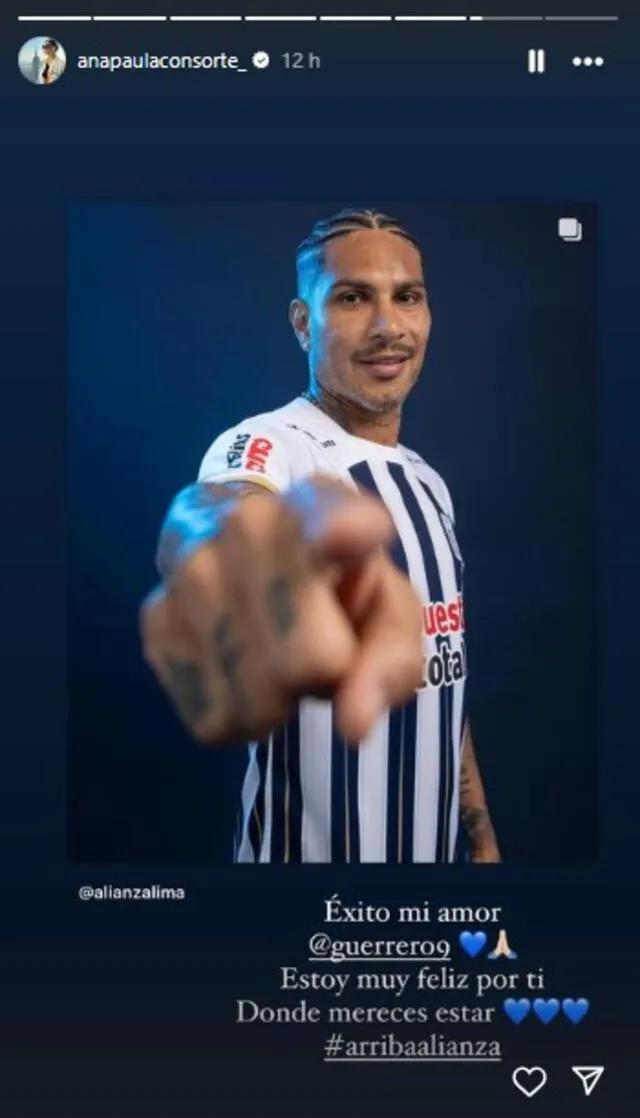  Ana Paula Consorte se pronuncia tras llegada de Paolo Guerrero a Alianza Lima. Foto: Captura Instagram   