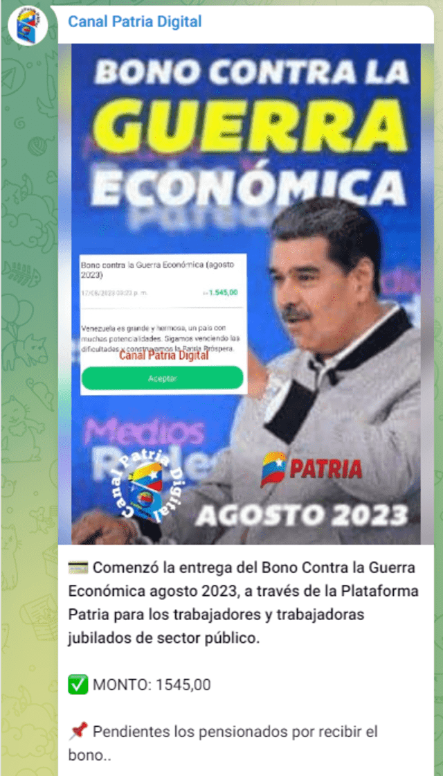 Bono de Guerra agosto 2023 ¿qué hacer para que me llegue el subsidio