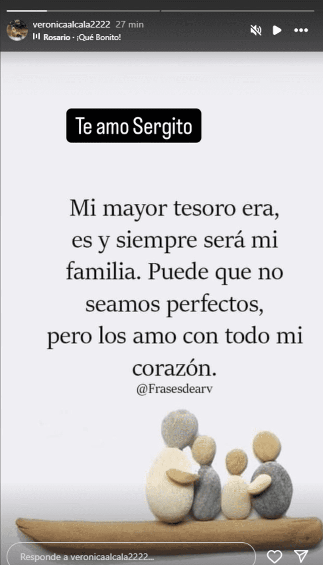  Verónica Alcalá manda mensaje para su hijo. Foto: Captura Instagram   