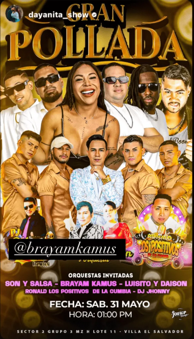 Dayanita y el flyer publicitario de su pollada en Villa el Salvador. Foto: Instagram. 