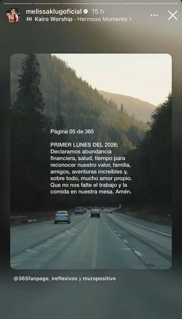  La reflexión que Melissa Klug compartió en sus redes sociales. Captura: Instagram   