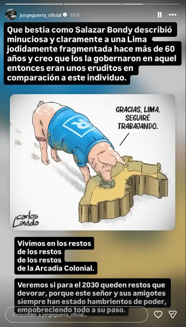 Jorge Guerra se mostró en desacuerdo con posible reelección de López Aliaga.