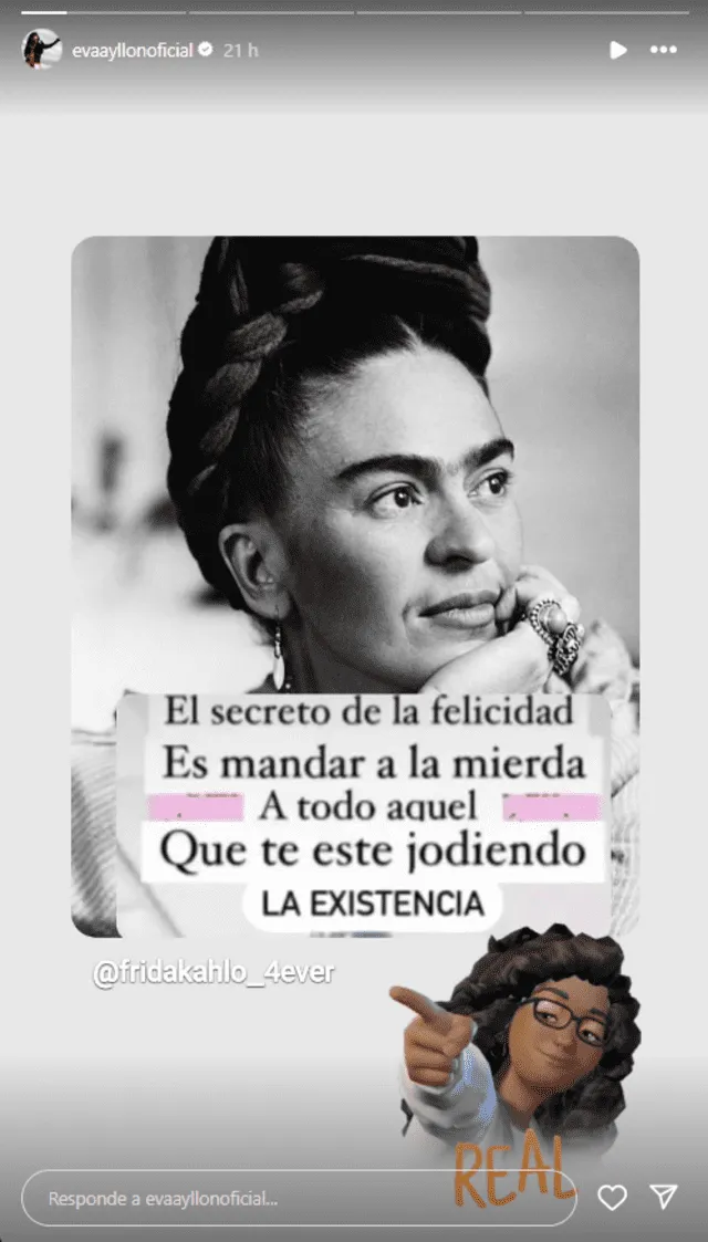 Mensaje de Eva Ayllón.   