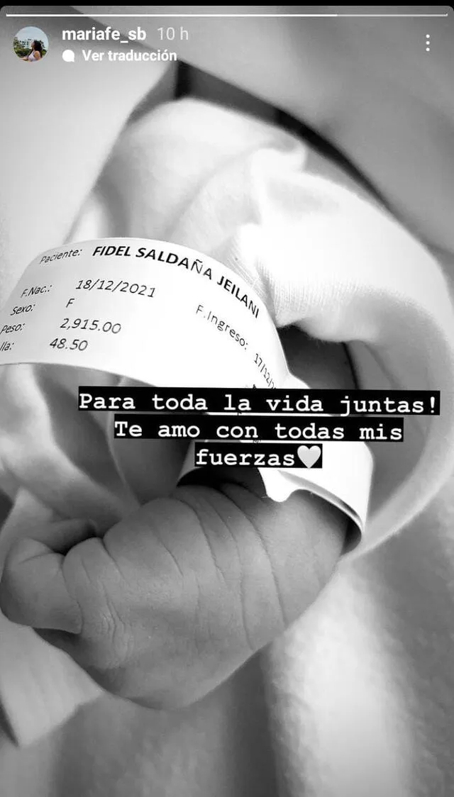 María Fe Saldaña comparte primera fotografía de su hija. Foto: María Fe Saldaña/ Instagram