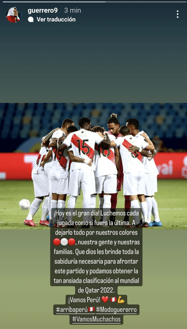 Publicación de Paolo Guerrero previo al Perú vs. Australia. Foto: captura Instagram