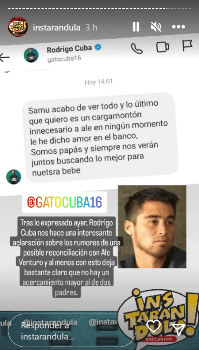  Rodrigo Cuba aclaró situación con Ale Venturo. Foto: Instagram/Instarándula 