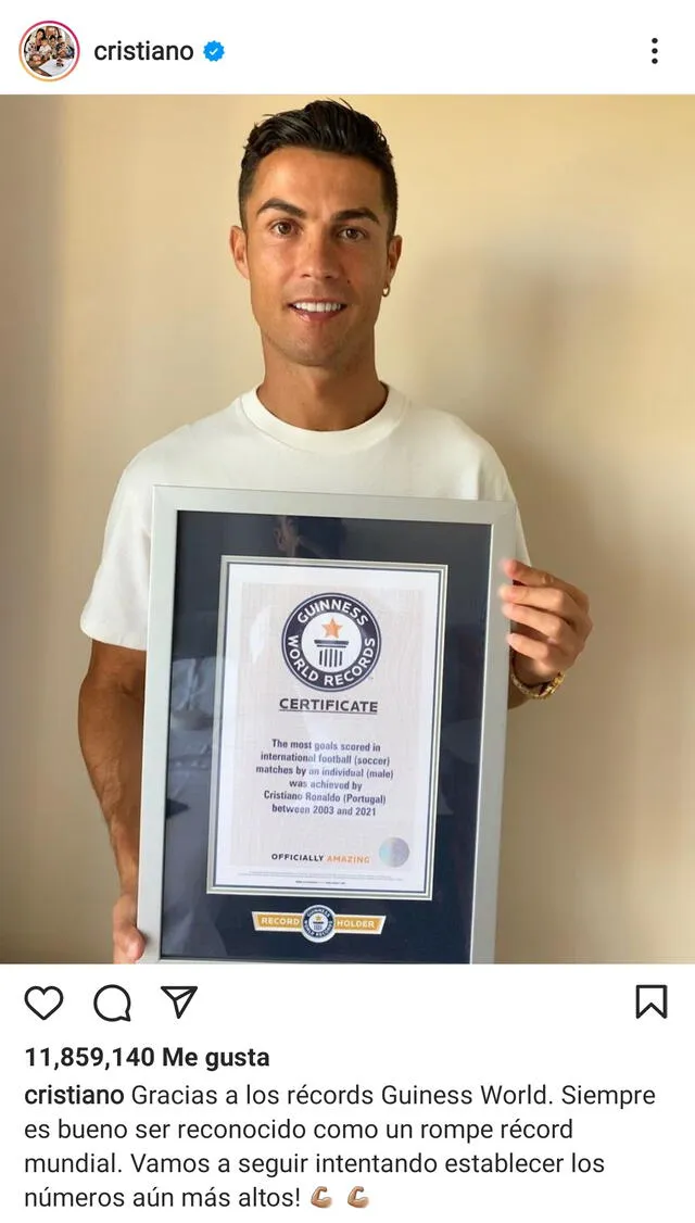 Cristiano Ronaldo recibió récord Guinness tras lograr 111 goles con Portugal