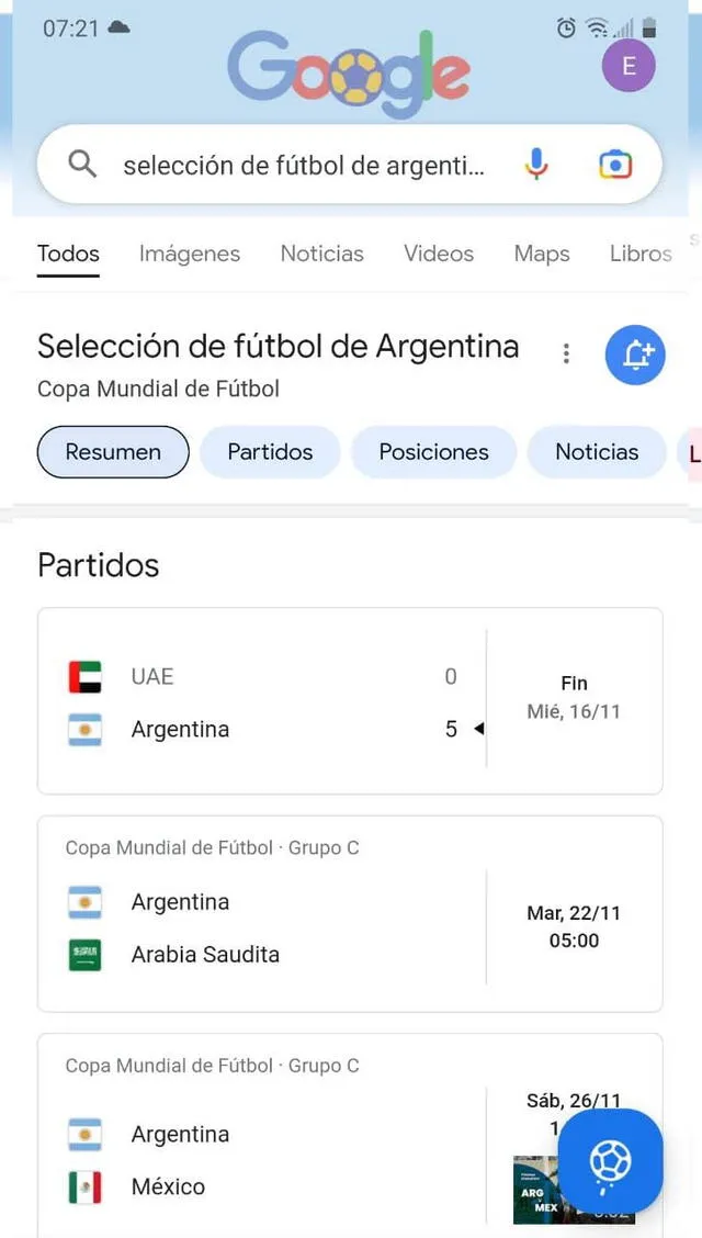 Datos de la selección Argentina