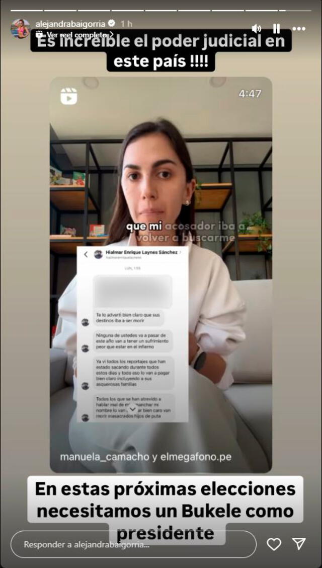  Alejandra Baigorria indignada por situación de Manuela Camacho. Foto: Captura Instagram   