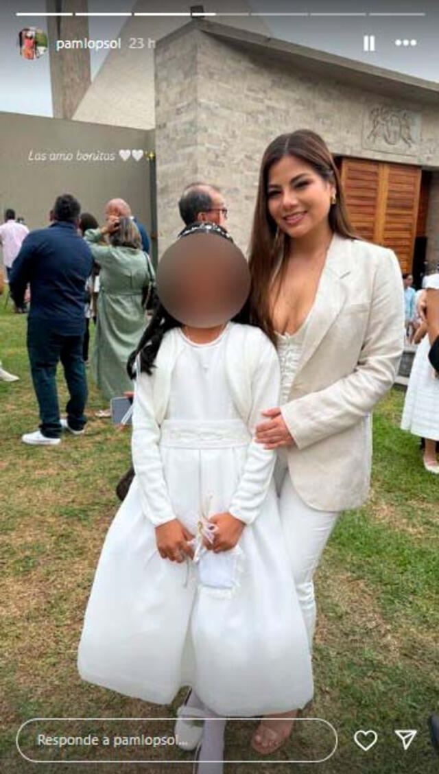  Hija de Pamela López en su primera comunión. Foto: Captura Instagram   