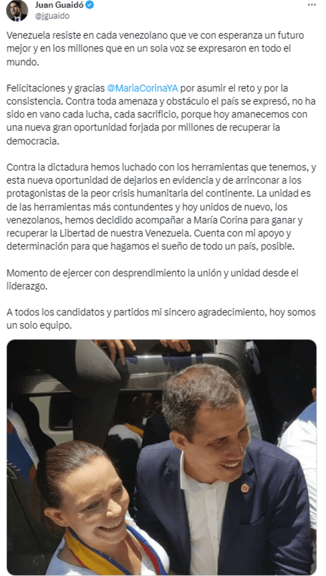 Primaria 2023: ¿qué políticos felicitaron a María Corina Machado tras su victoria? | Delsa Solórzano | Tamara Adrián | Henrique Capriles | X | Twitter | Primarias en Venezuela