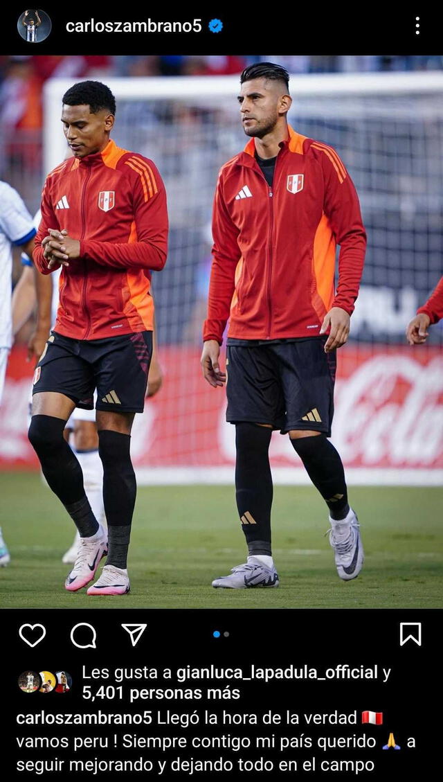  Zambrano ha sido convocado para participar en la Copa América 2024. Foto: captura de Instagram/Carlos Zambrano    