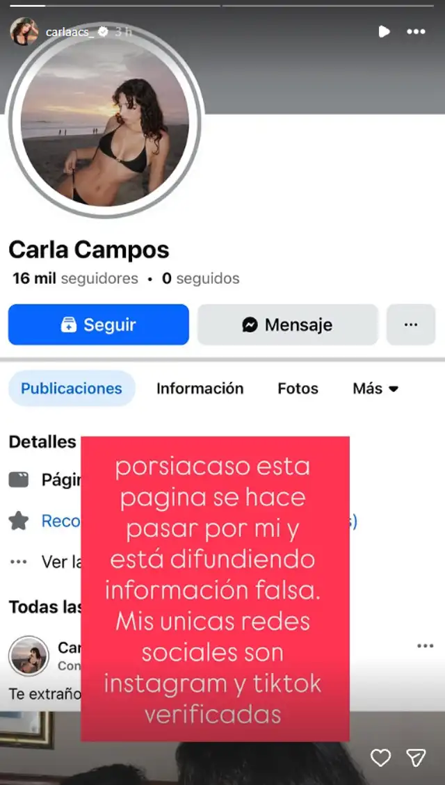 Publicación de Carla Campos Salazar. Foto: Instagram. Publicación de Carla Campos Salazar. Foto: Instagram.