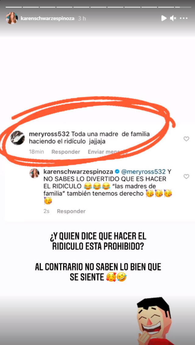 Karen Schwarz no se quedó callada tras recibir una crítica de un usuario en las redes sociales. Foto: Karen Schwarz / Instagram