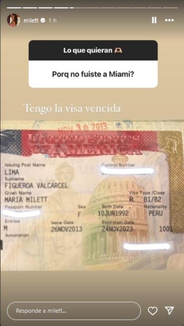  Milett Figueroa respondió de todo en su cuenta de Instagram. Foto: Captura Instagram   