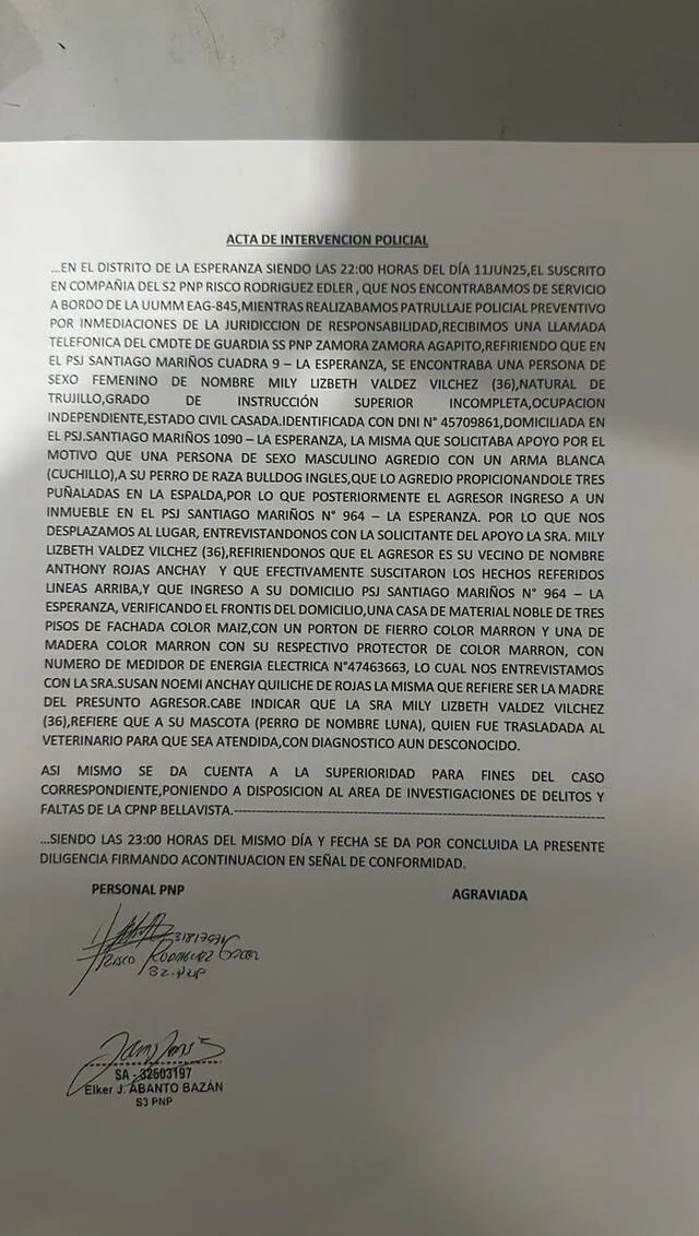 Denuncia policial tras lo sucedido. Foto: Cortesía   
