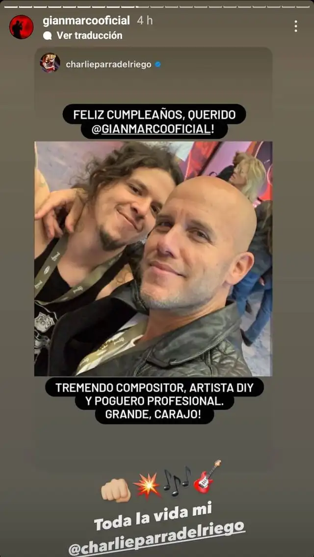 Charlie Parra del Riego saluda a Gian Marco. Foto: captura/ Instagram